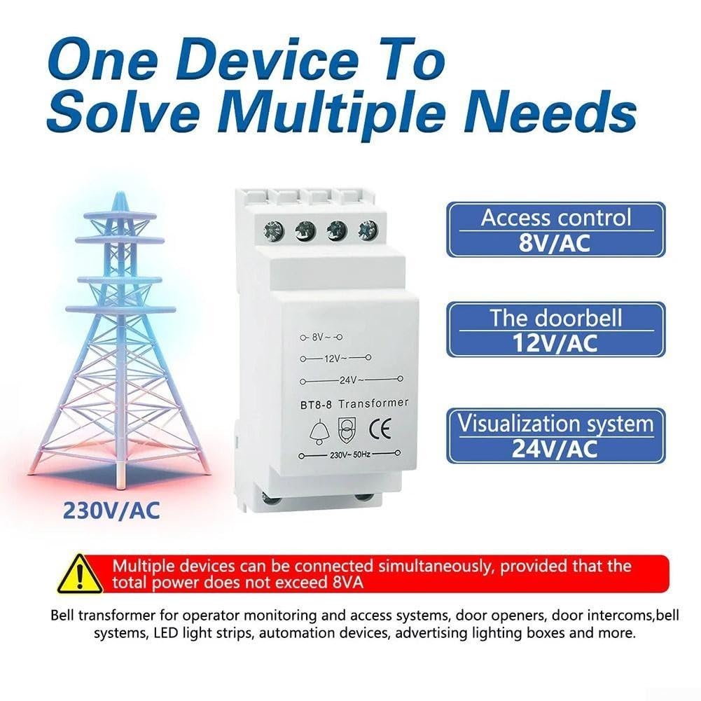 8V/12V/24V Doorbell Transformer - Versatile & Safe Doorbell Systems