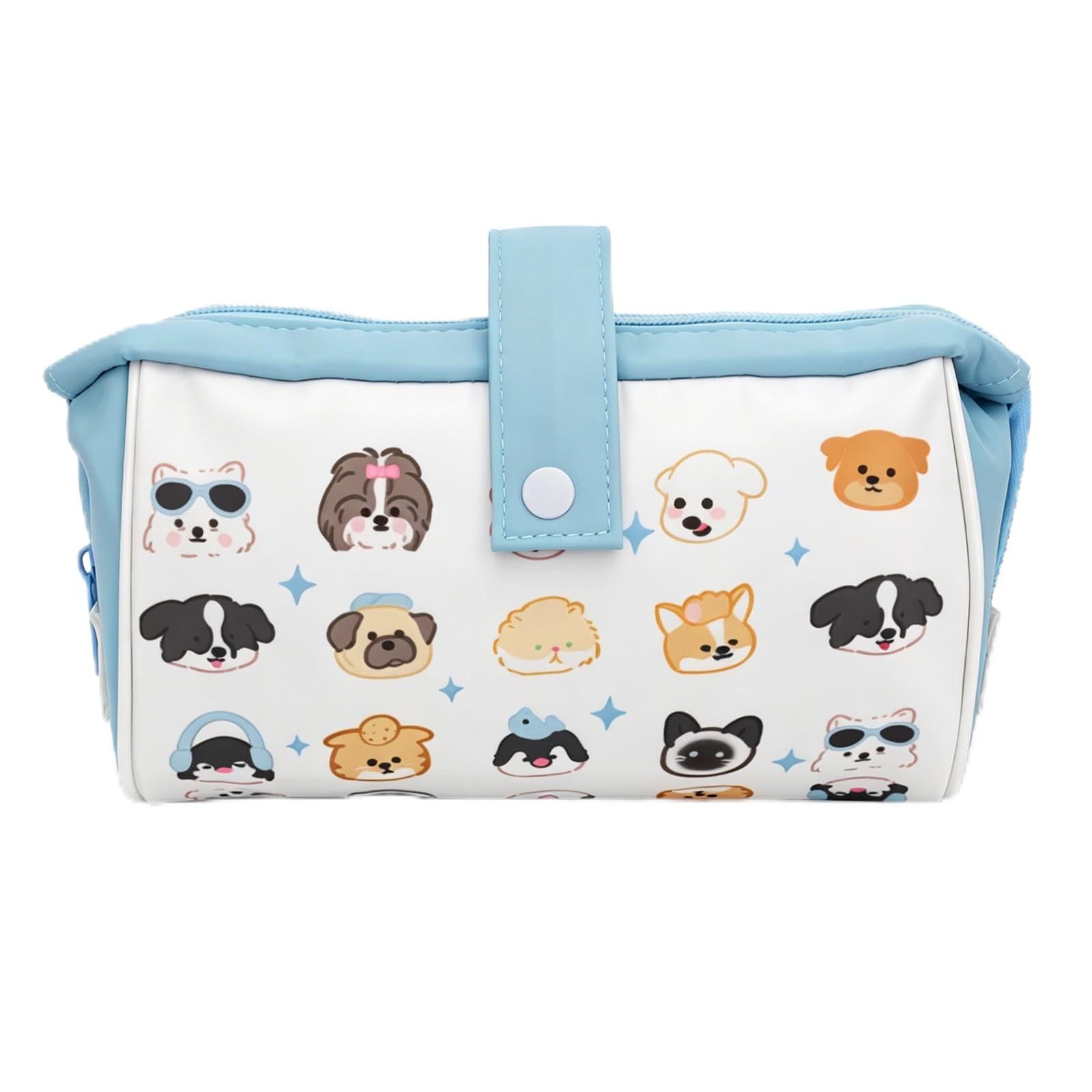 Pencil Case for Girls Boys, Large Cute White Blue Cat Dog Pencilcase, Special Big Capacity Aesthetic Fabric Cream Back to School Supplies, Preppy Kawaii Pouch for Secondary Teenage Women (bule)