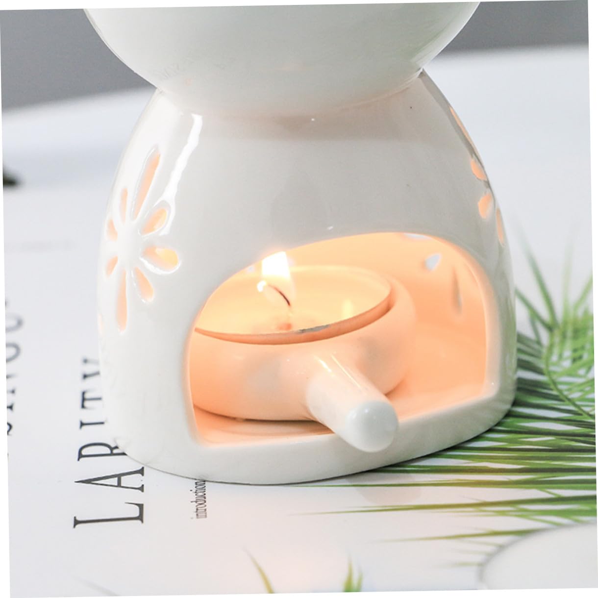 Brûleur D’aromathérapie en Céramique Blanc, Lot de 2
