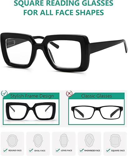 Miniatura 9 de Eyekepper Gafas de lectura cuadradas para mujeres lectoras de marco grande, color verde +4.00