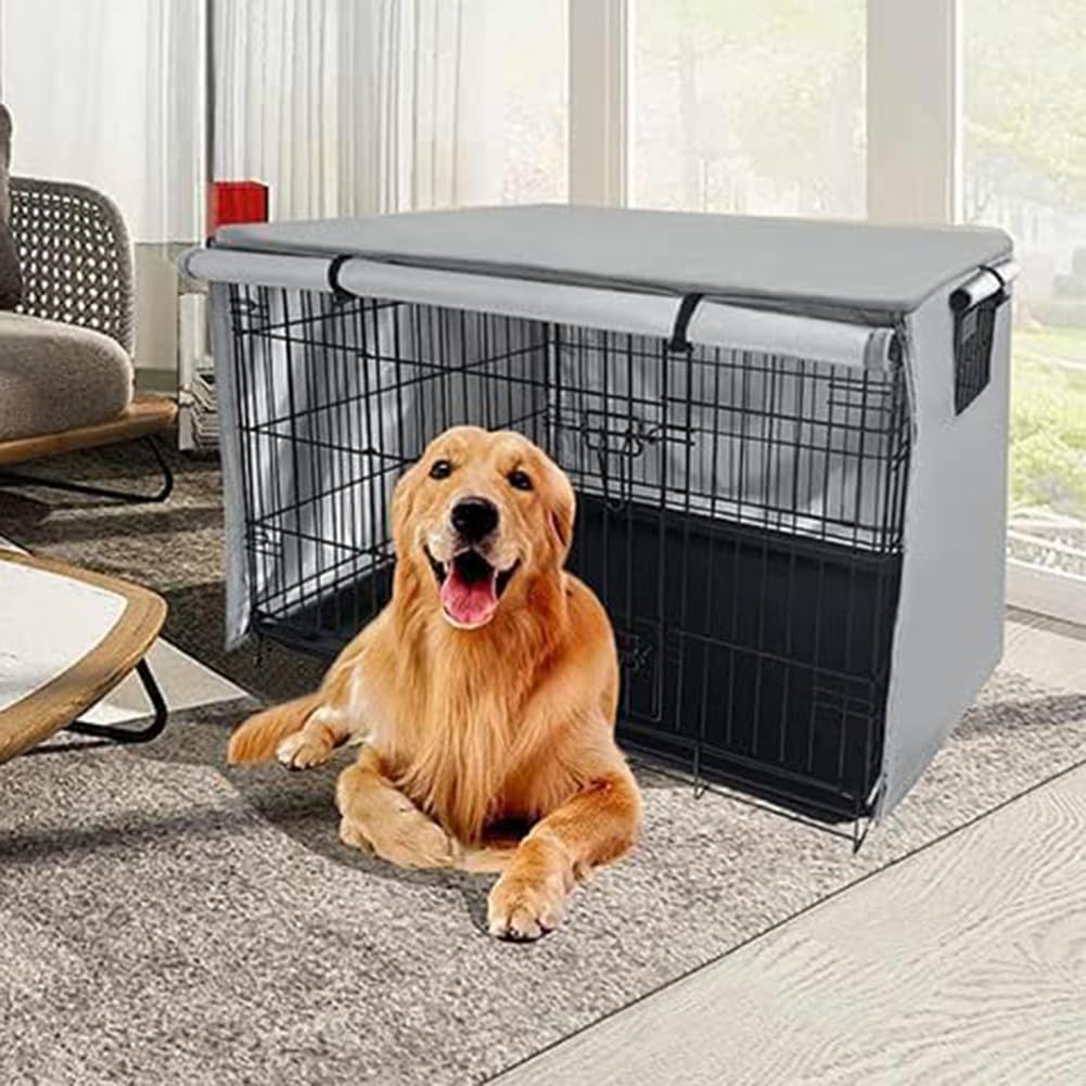 Copertura per gabbia per cani, resistente copertura per cucce per animali domestici, in tessuto Oxford, da giardino, cortile, protezione per gabbie per cani (nero, 124,5 x 79 cm)