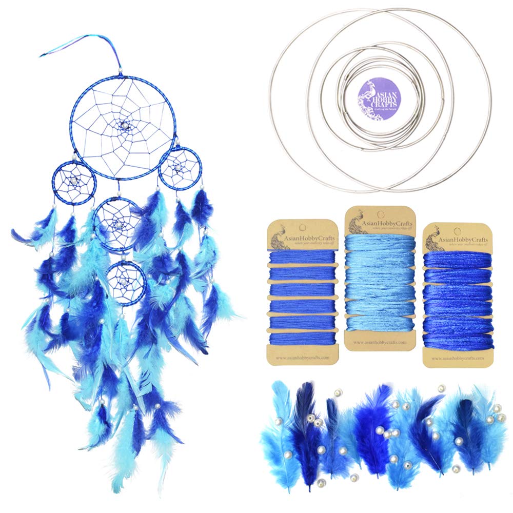 Asian Hobby Crafts Dream Catcher Making Kit, Make 3 Colorful Theme Dream Catchers, DIY Activity Kit for Home & Office & Gift for Girls and Women, Wall Hanging & Home Decor Making Kit, (Medium-B)