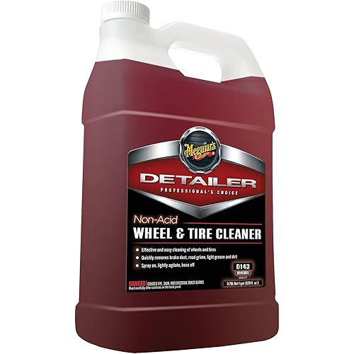 Meguiar's D14301 Non Acid Tire and Wheel Cleaner, Pre-Diluted, No Mixing Required Car Wheel Cleaner - 1 Gallon Wheel Cleaner 128 Fl Oz