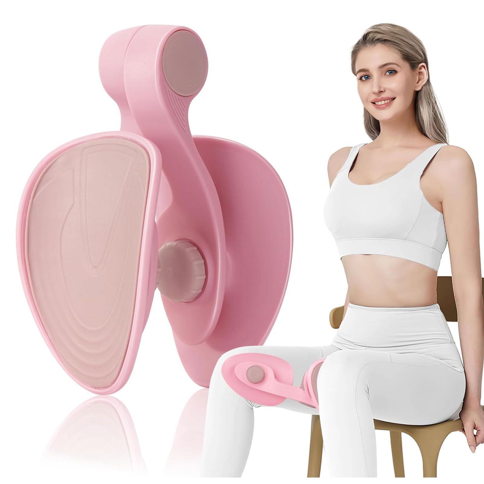 ROUNY Thigh Exerciser, Home, Gym and Yoga, Pelvic Floor Muscle Trainer for Women, Enhanced Resistance Hip and Pelvis Trainer, Arm Leg Inner Thigh Buttocks Toner Workout Exercise Equipment(Pink)