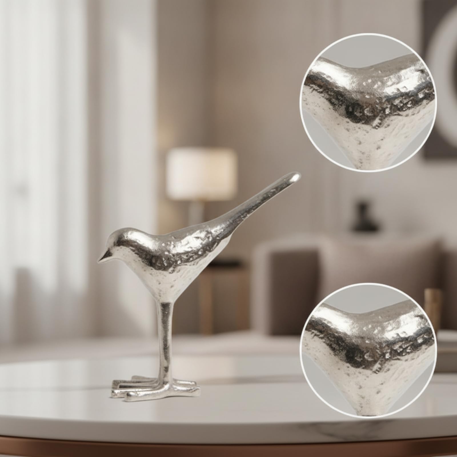 Kerzenhalter mit metallisch Kerzenständer in Blattgestalt romantisch Tischleuchter für Esstisch, Eingangsbereich, Silber, Groß 28.58 21.59 H12.7cm