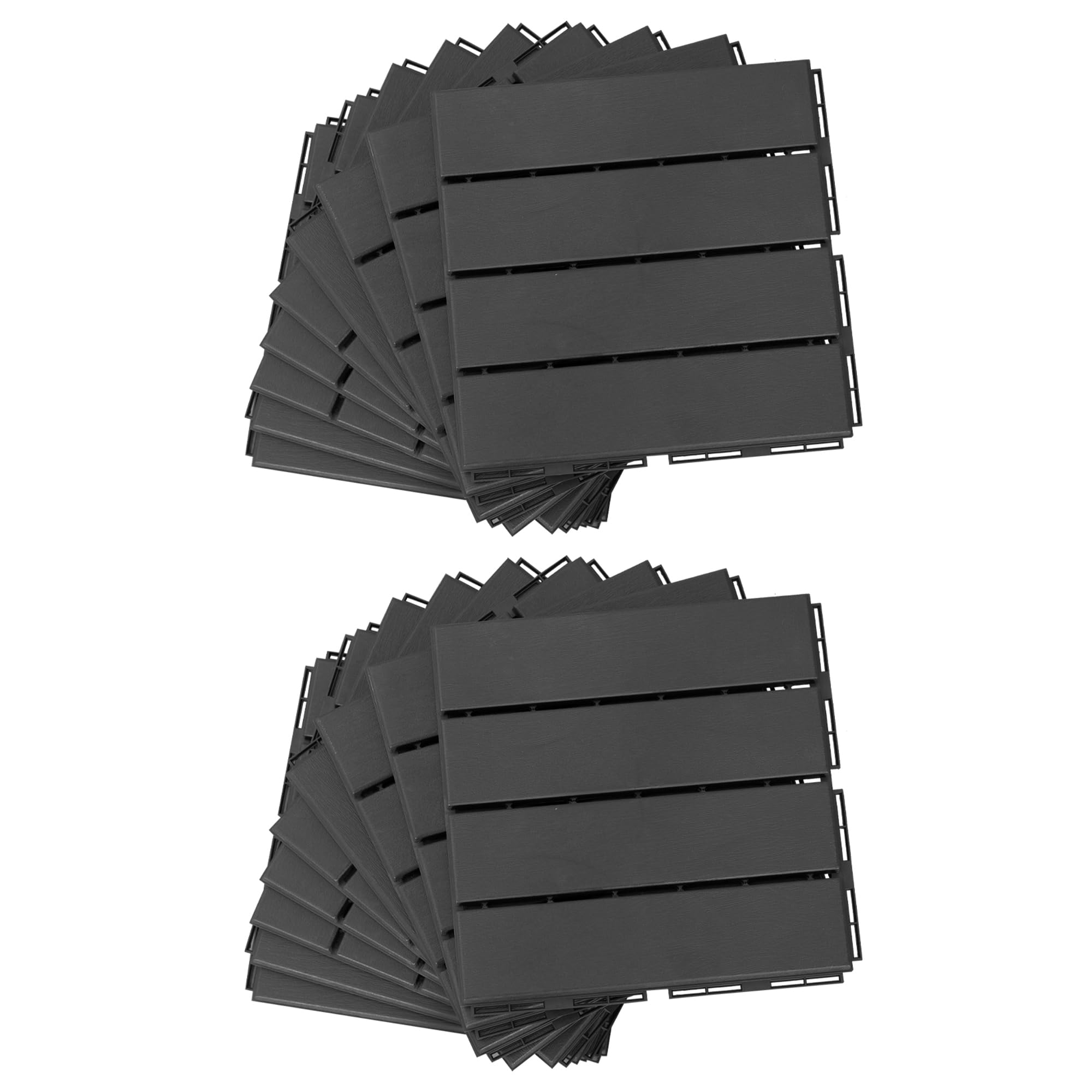 Outsunny Lot de 18 Caillebotis Dalles Terrasse Emboîtables Composite Noir