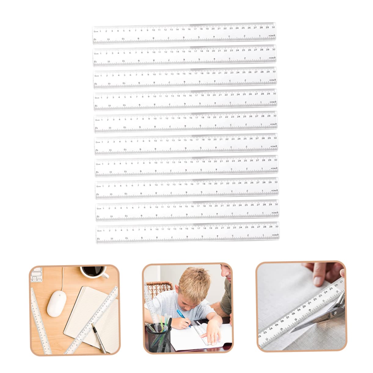 Tofficu 20pezzi Righello Trasparente Plastica Righello Estetico Per Scuola e Ufficio Strumento Di Misura Flessibile e Resistente Per Studenti e Lavoro