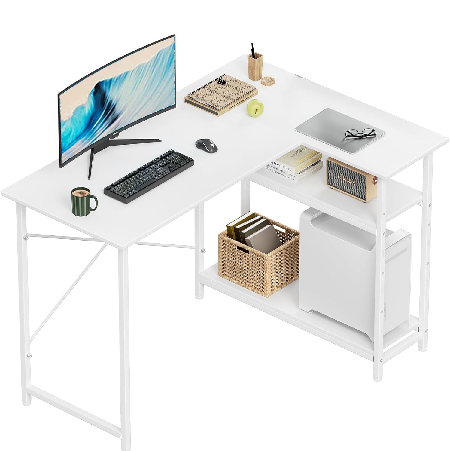 Amazon | PQNLXLN PCデスク 机 L字 勉強机 学習机 ゲーミングデスク