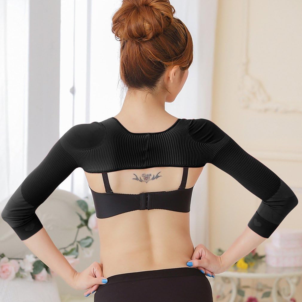 Women's Slimming Arm Shapers Back Shoulder Support Wrap Correct Posture (XL(fit US M ), Black) : Health & Household
