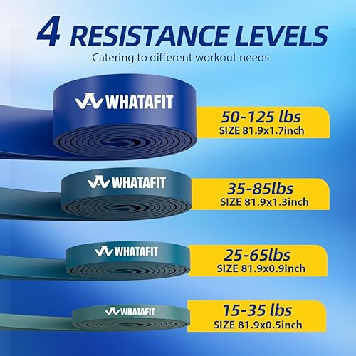 Miniatura 3 de WHATAFIT Bandas de resistencia, bandas de asistencia para dominadas, bandas de ejercicio, bandas de entrenamiento para hombres y mujeres,