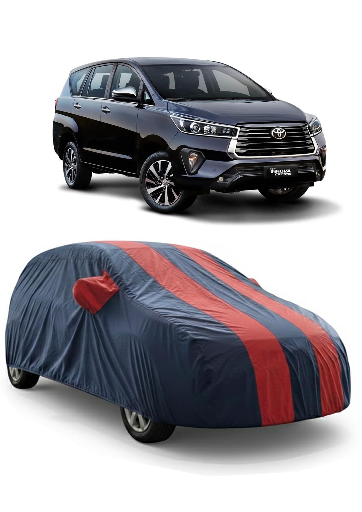 Waterproof CAR Cover for Toyota INNOVA Crysta | Mirror Pockets & Elasticized Hem | HIGH Material Quality Toyota INNOVA Crysta Cover (REDSTRIP)-image-32