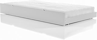 HOMES: Inside + Out Spiro Rustic Wood Twin-Size Trundle for Bedroom, Guest Bed, Kid Room, White