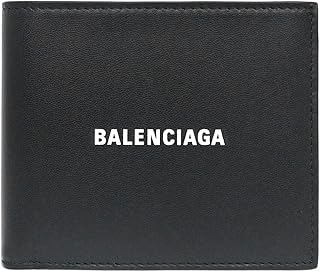 [バレンシアガ] BALENCIAGA 財布(二つ折り財布) 594315 1I353 ブラック×ホワイト キャッシュ ロゴ プリント レザー スクエア バイフォールド コイン ウォレット メンズ [ブランド] [並行輸入品]