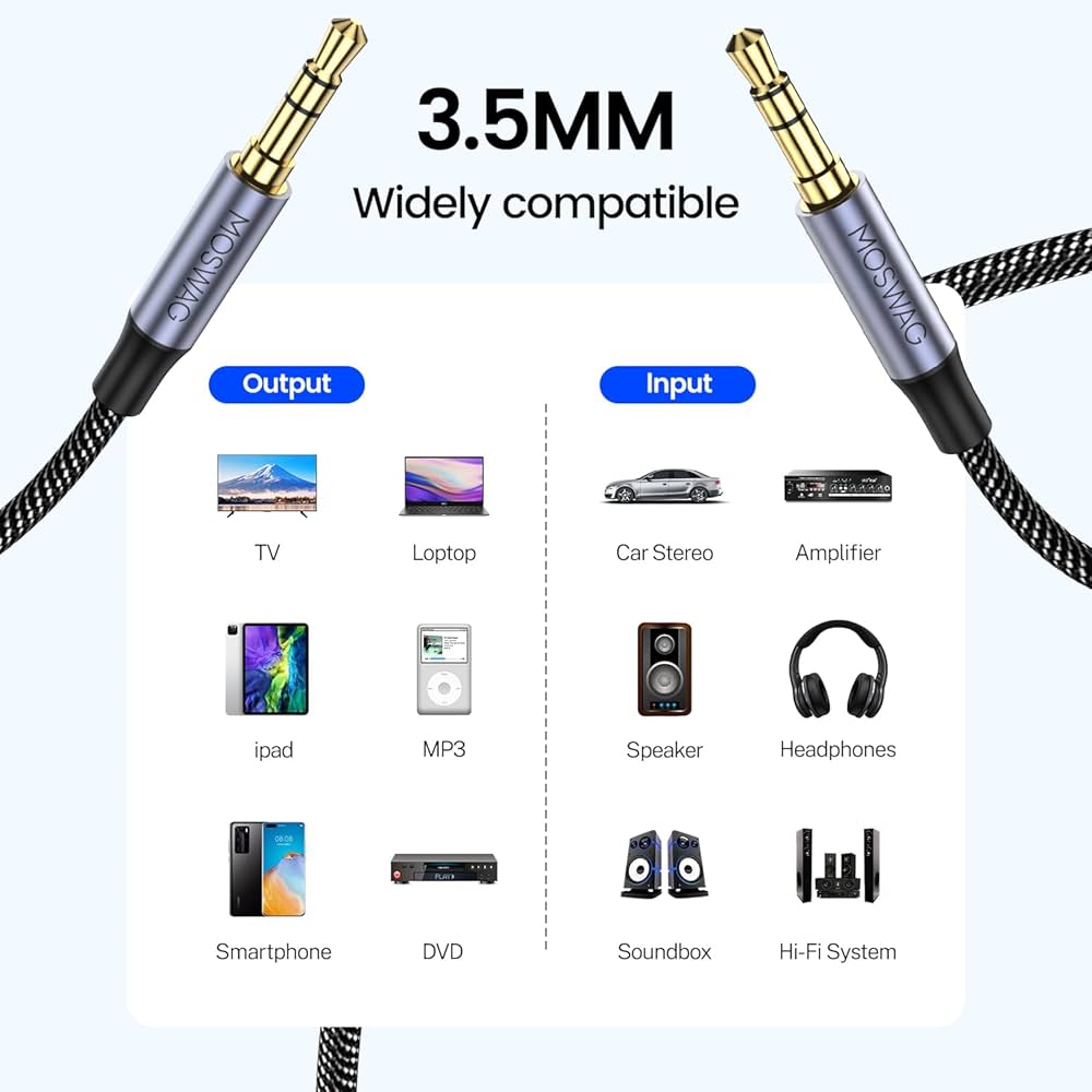 【M】オーディオケーブル3本 Amazon | MOSWAG オーディオケーブル3メートル（3m） 3.5mm aux