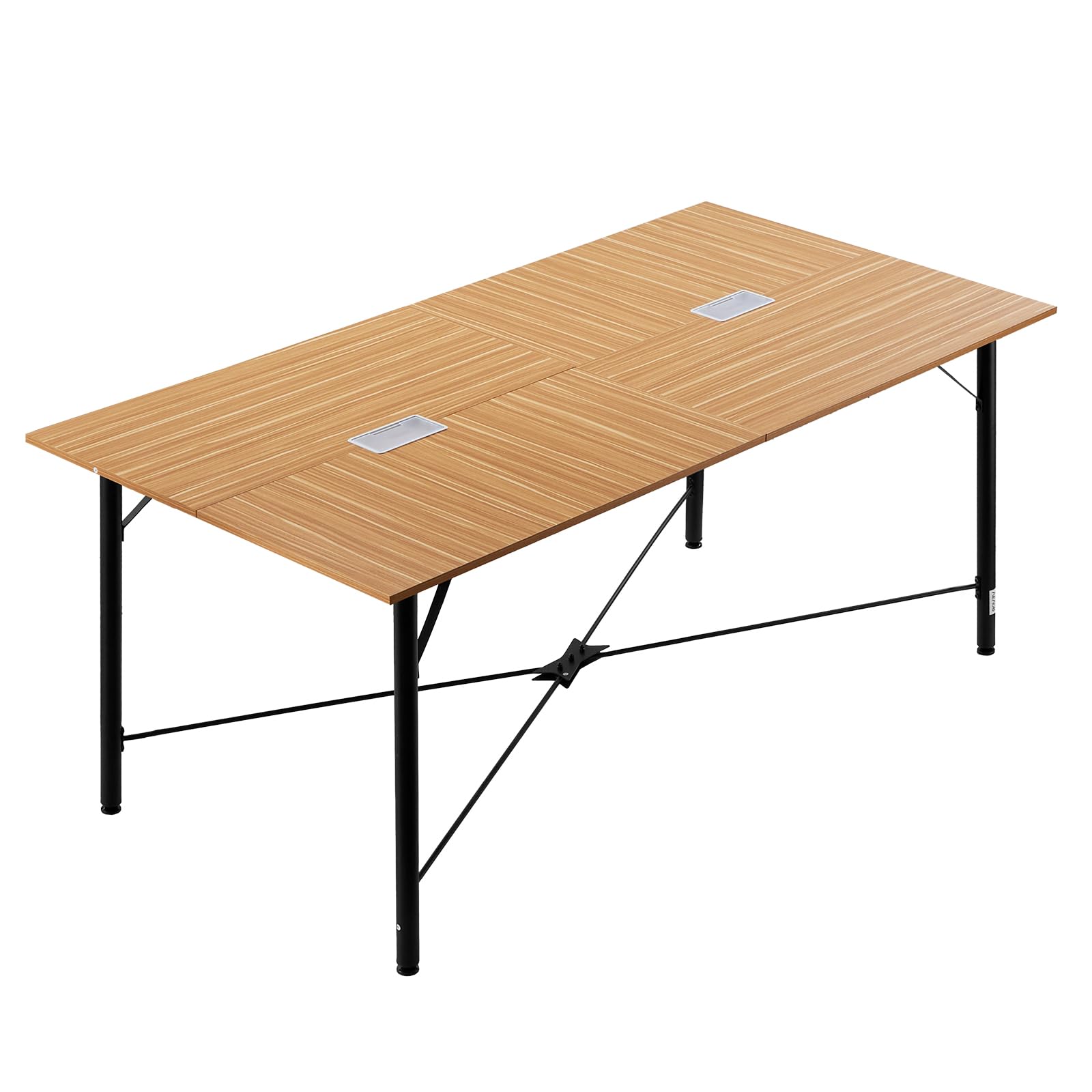 VEVOR Table de conférence rectangulaire 1800 mm pour 6 à 8 Personnes, Table de réunion avec Pieds en métal, Grand Bureau de séminaire Moderne pour Bureau, Salle de réunion, Salle de Formation, Marron