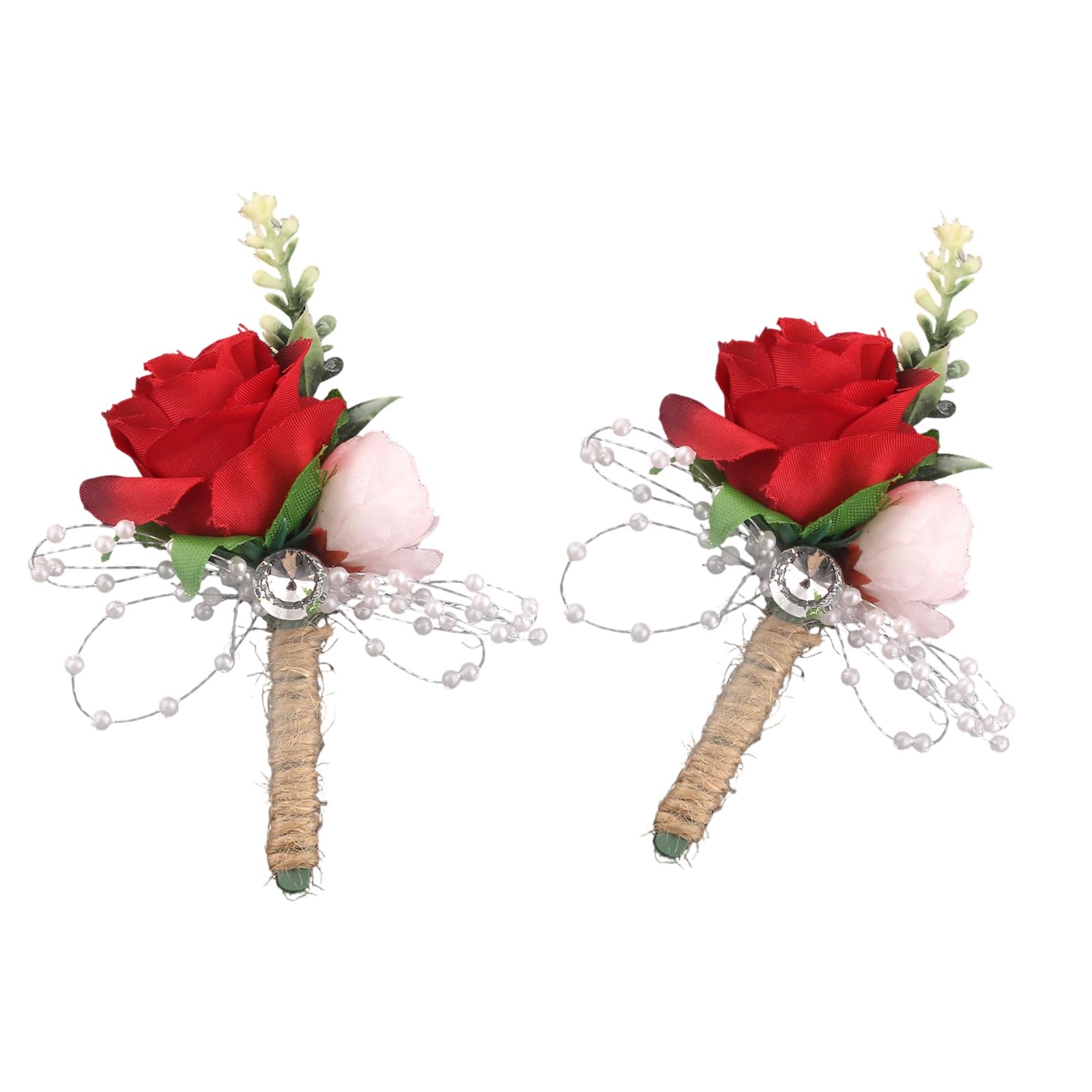Piceioep Artificial Flower Boutonnieres for Wedding Prom Anniversary Decorations Elegant Faux Rose Boutonniere for Bride and Groom