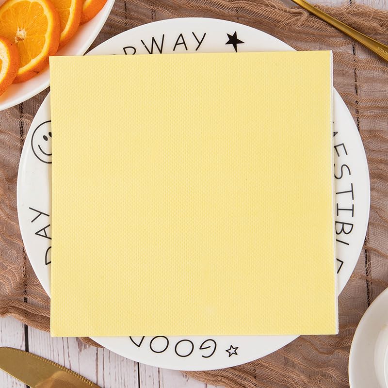 Servilletas Papel Amarillo Claro Desechables Servilletas Decoupage Cocktail Cumpleaños 2 Capas Toilet Papel Higienico Decoración de Mesa para Bodas,Fiesta en el Jardín 30 Paquetes(33x33cm）