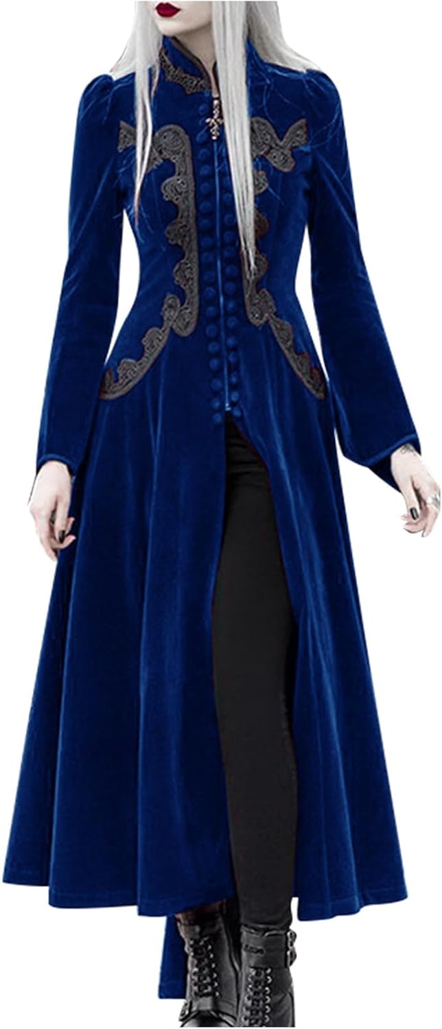 Halloween Steampunk Gothic Dress for Women Vampire Victorian Pirate Cosplay Jackets Renaissance Medieval Tailcoat