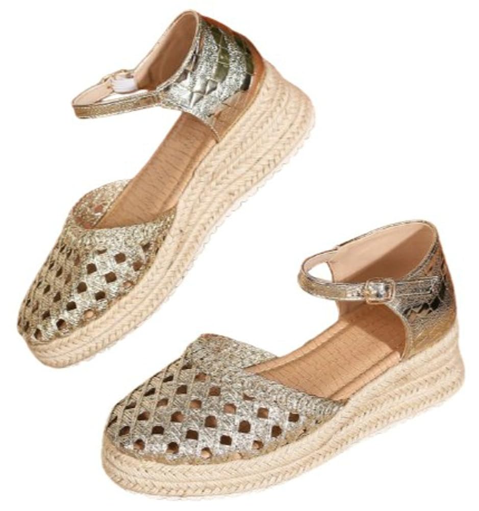 Sandalias de cuña de alpargata para mujer, de verano, con hebilla y correa al tobillo, con plataforma elegante, sandalias antideslizantes para la playa 2026