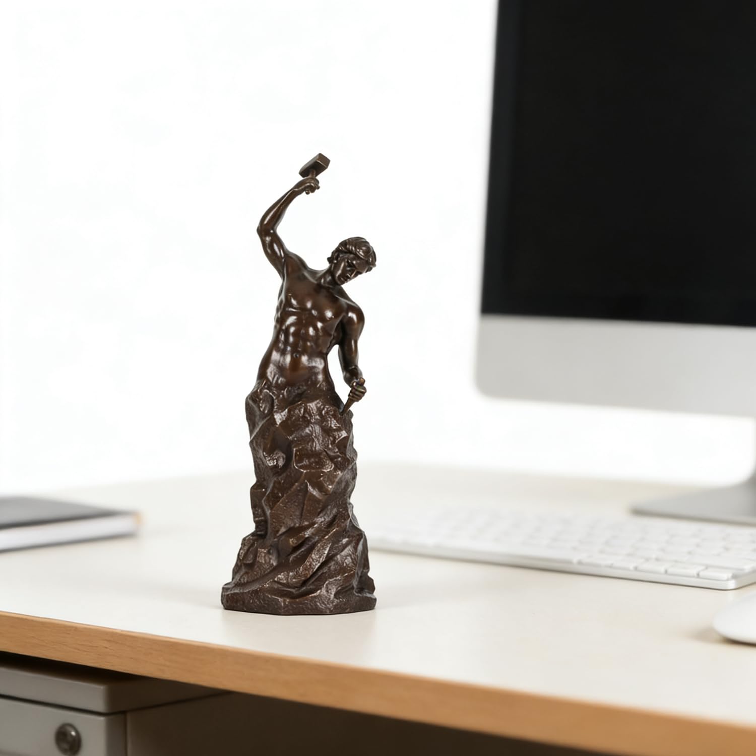 Bronzefarbene Statue für Männer, abstrakte, inspirierende Skulptur, wunderschöne Dekoration für Zuhause, Büro, 26 cm