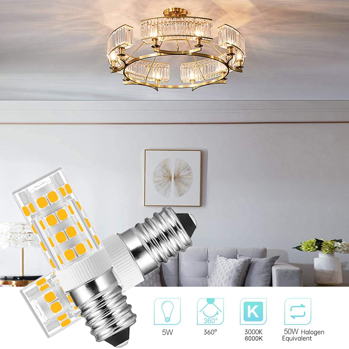 Bombilla Maíz E14 LED 5W Luz Cálido 3000K 500LM Equivalentes a Bombillas Incandescentes 50W, Bombillas LED E14 Bombilla LED E14 Bombillas Tornillo Edison No Regulables, 4 unidades