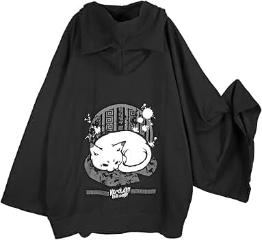 Deorart [ネコ耳フード 着物袖] オーバーサイズ 振袖ジップパーカー deorart-shop_drt2807