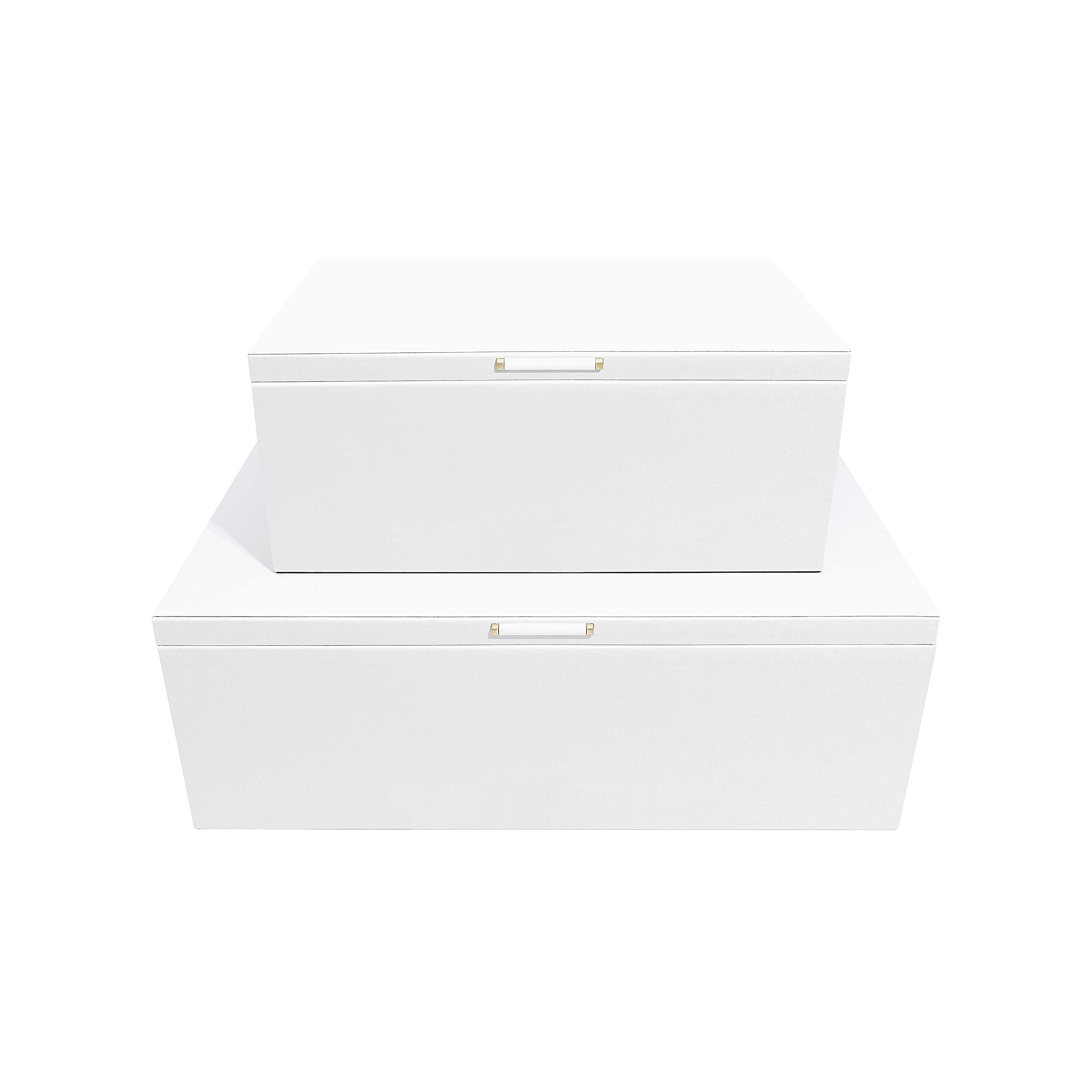 Stackers Pebble White & Brushed Gold Set of 2 Storage Boxes