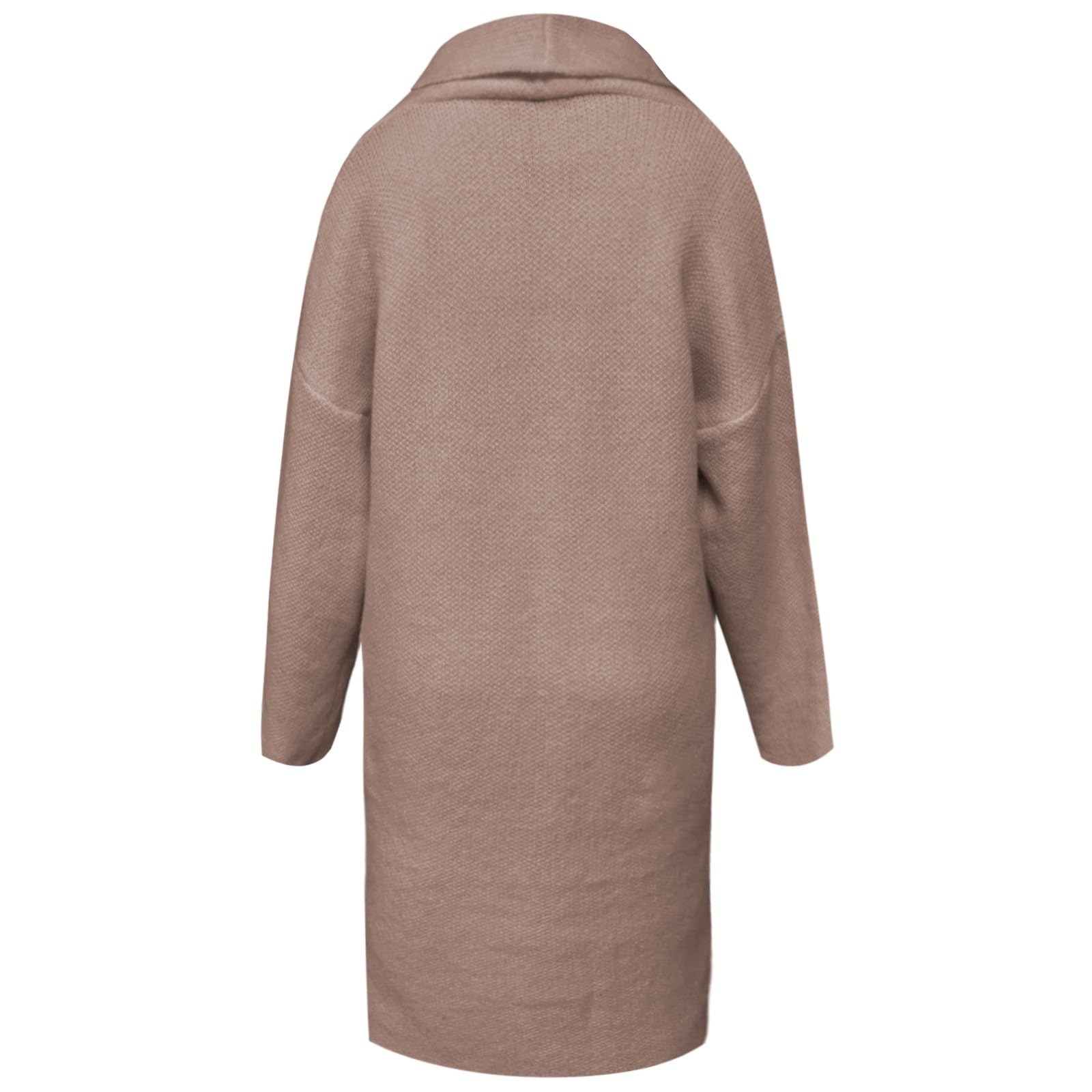 Strickjacke Damen Langer Cardigan Pullover als Oberbekleidung gemütlich weich warm gestrickt offene Vorderseite Duster Wickel lässige Wintermode Übergangsjacke
