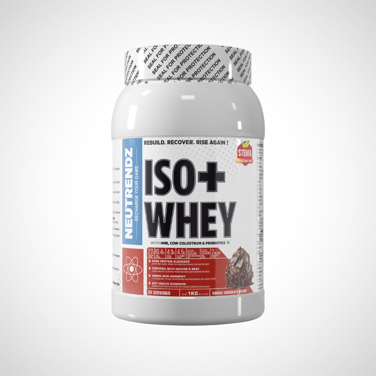 ISO+ Whey Isolate Protein Powder 27g | Protein, 10.4g EAAs, 4.9g BCAAs | With HMB, Colostrum & Probiotics | Zero Sugar | Fast Absorption | Muscle Recovery Formula (1kg, Double Chocolate Delight)-image-21