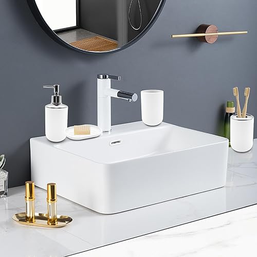 Miniatura 6 de WBJKZJD Juego de accesorios de baño, 4 piezas de resina resistente a los golpes, incluye dispensador de jabón de loción, soporte para cepillos de