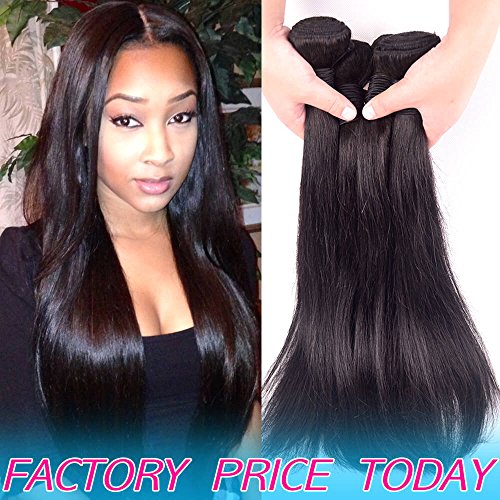 Brazilian Human Hair 3 Bundles Silky Straight Cheap Peruvian Remy Hair extensions Products Best Indian Virgin Hair Weave Natural Black Color Real 8A Unprocessed Malaysian Hair Weft 16 16 16 Inches