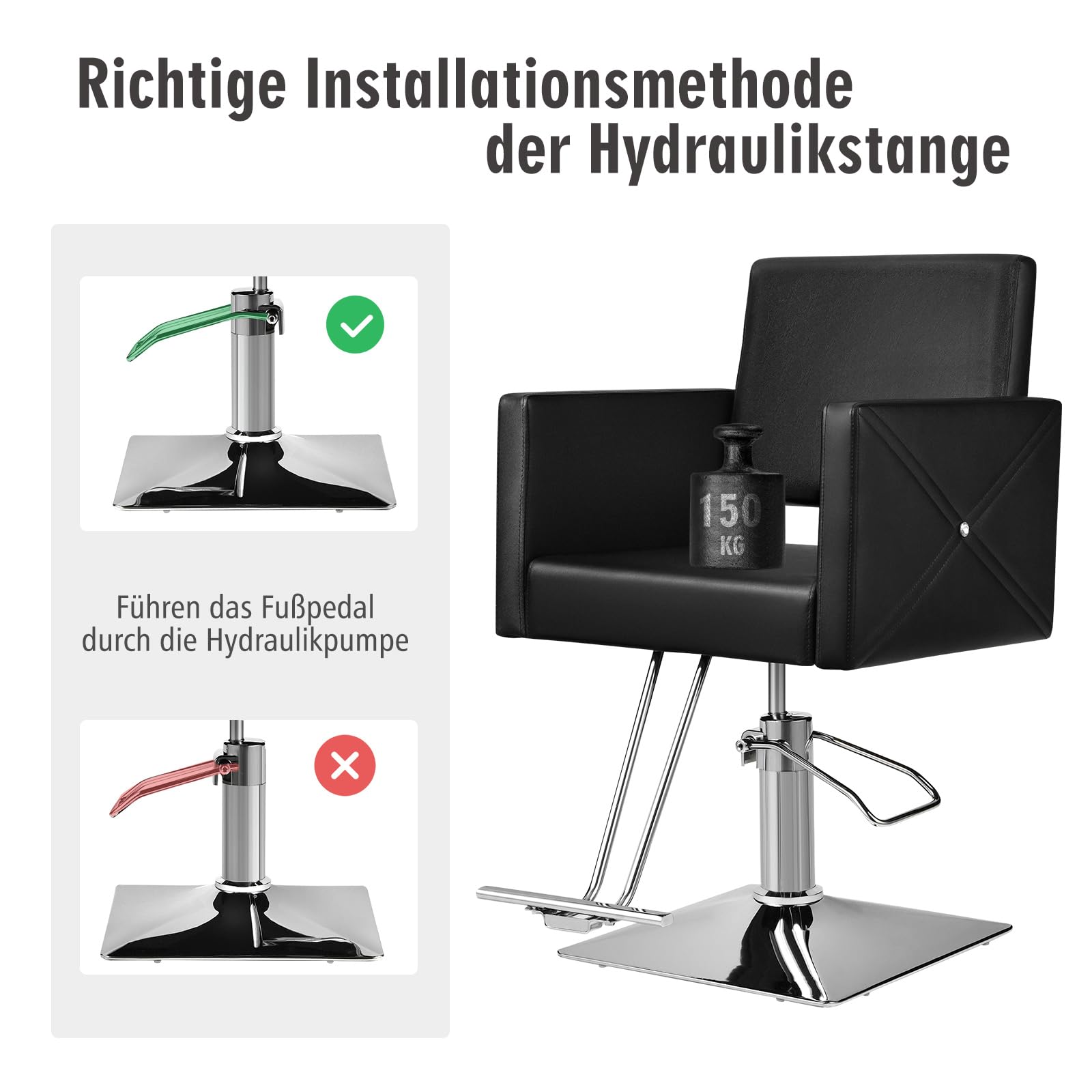 GOPLUS Friseurstuhl höhenverstellbar 360° Drehung 150kg Kapazität Barberstuhl mit Fußstütze