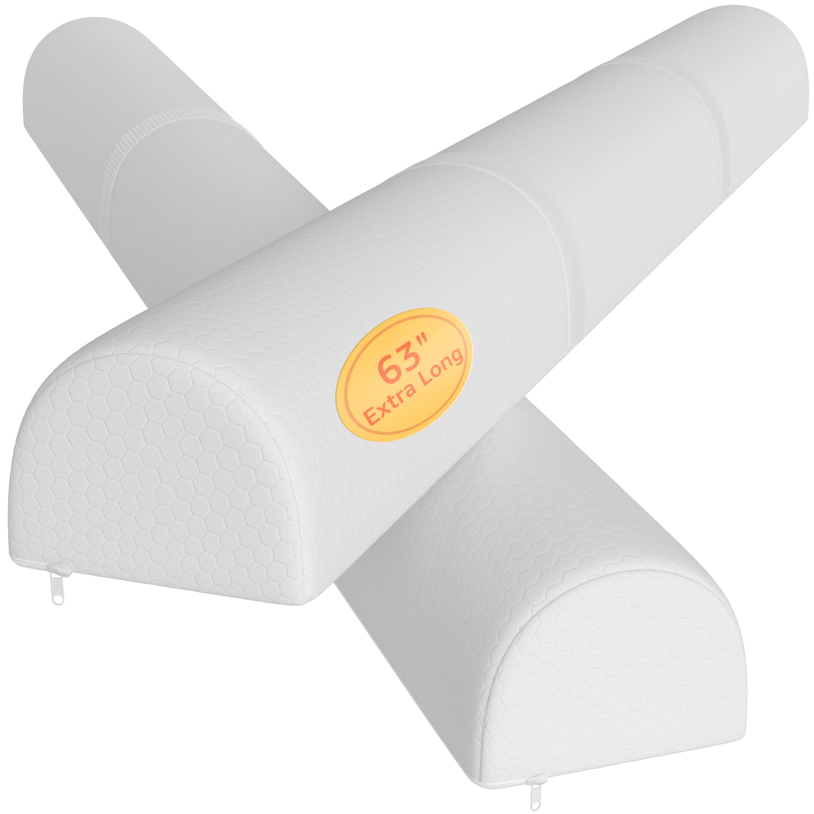 YENING 63" Extra Long Bed Bumpers for Toddlers Baby Foam Bed Guard Rail for Kids Bed Toddler Bed Bumper for Twin Full Queen King Size Bed, 2-Pack