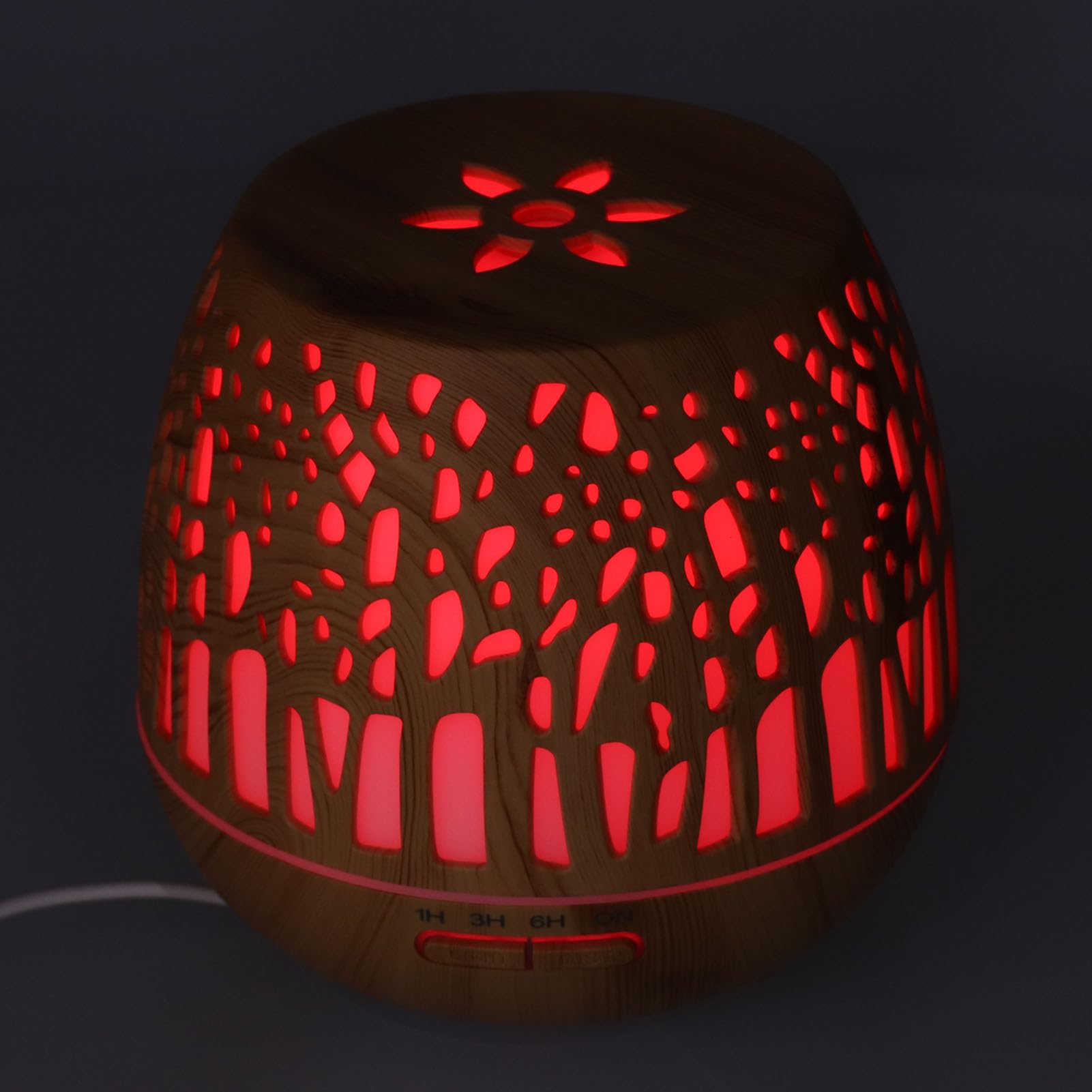 Cocoarm Diffuseur d'arômes 400 ML, Humidificateur PP ABS, Diffuseur d'huiles Essentielles à Grains de Bois, Minuterie de 8 Heures et Lumière 7 Couleurs, Prise USB à Faible Bruit pour Chambre à