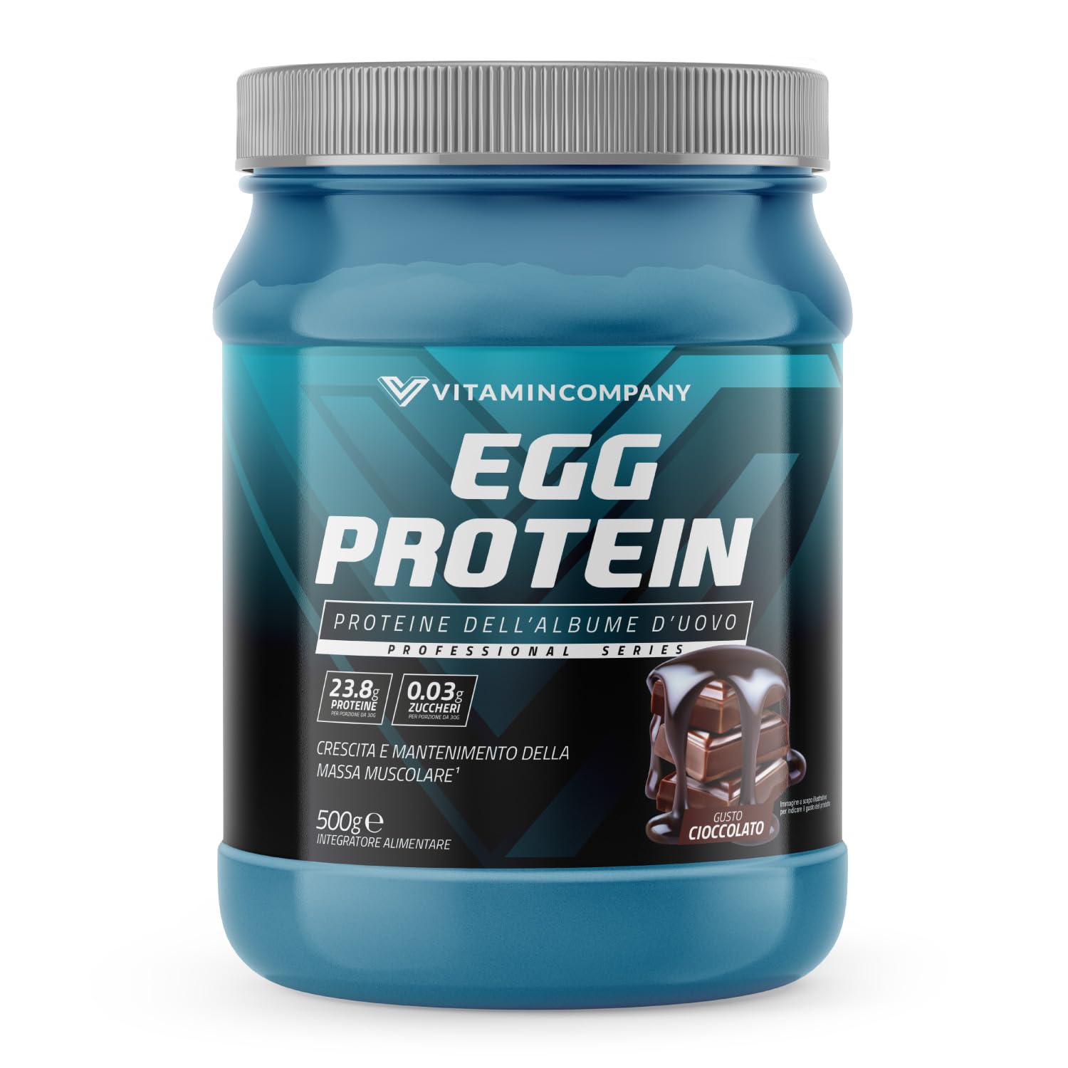 EGG Protein - Proteine dell'Albume d'Uovo per la Crescita e Mantenimento della Massa Muscolare, per Palestra e Sportivi, Gusto Cioccolato, 500 grammi
