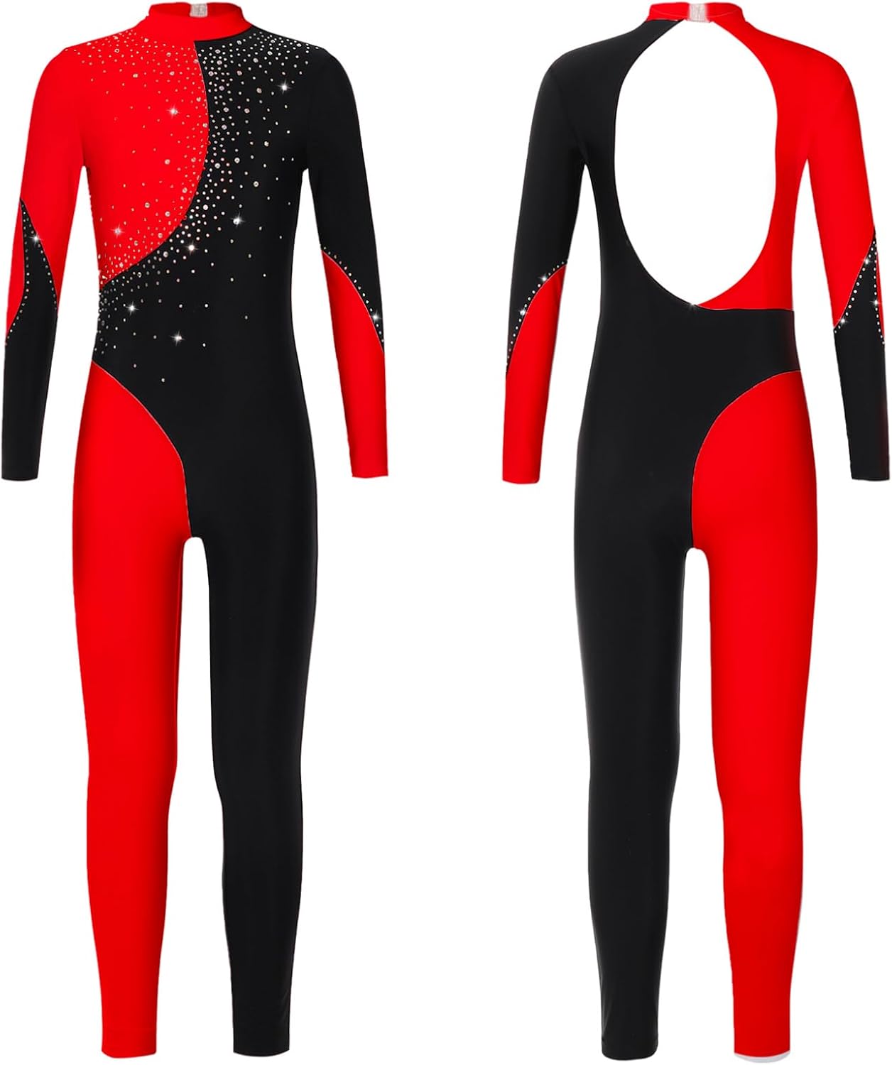 YiZYiF Kids Girls Gymnastics Bodysuit One-Piece Dance Leotard Jumpsuit Full Length Unitard Dancewear Catsuit