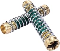 Vista 4 de Protector de resorte en espiral para manguera de jardín con mangueras de grifo de latón macizo, adaptador de extensión de 2 piezas (2 piezas)