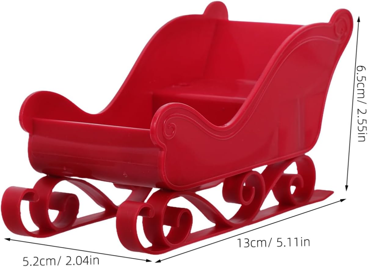 2pcs Santa Sleigh Figurine Plastic Christmas Village Centerpiece Xmas
