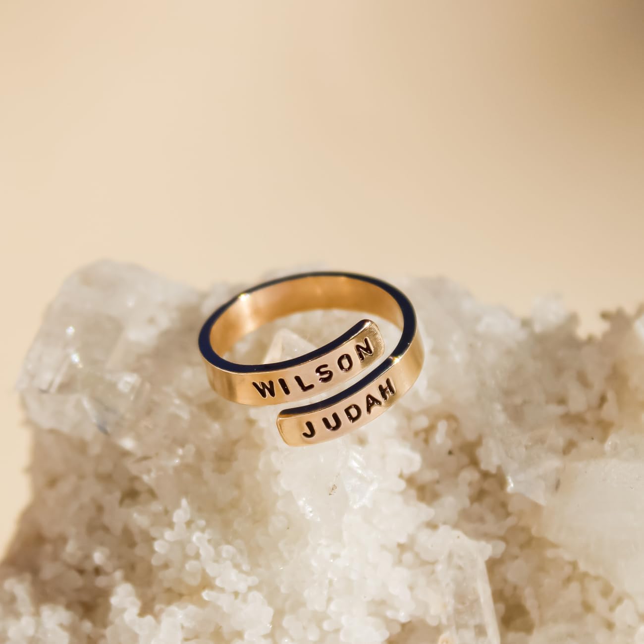 By Hannah Design Twist Stacking Solid Sterling Silver and Gold Personalized Ring
