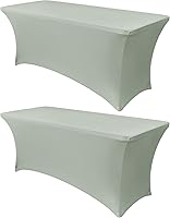 Vista 53 de Obstal Funda de mesa de elastano elástica de 4 pies para mesas plegables estándar, paquete de 2 manteles rectangulares universales ajustables