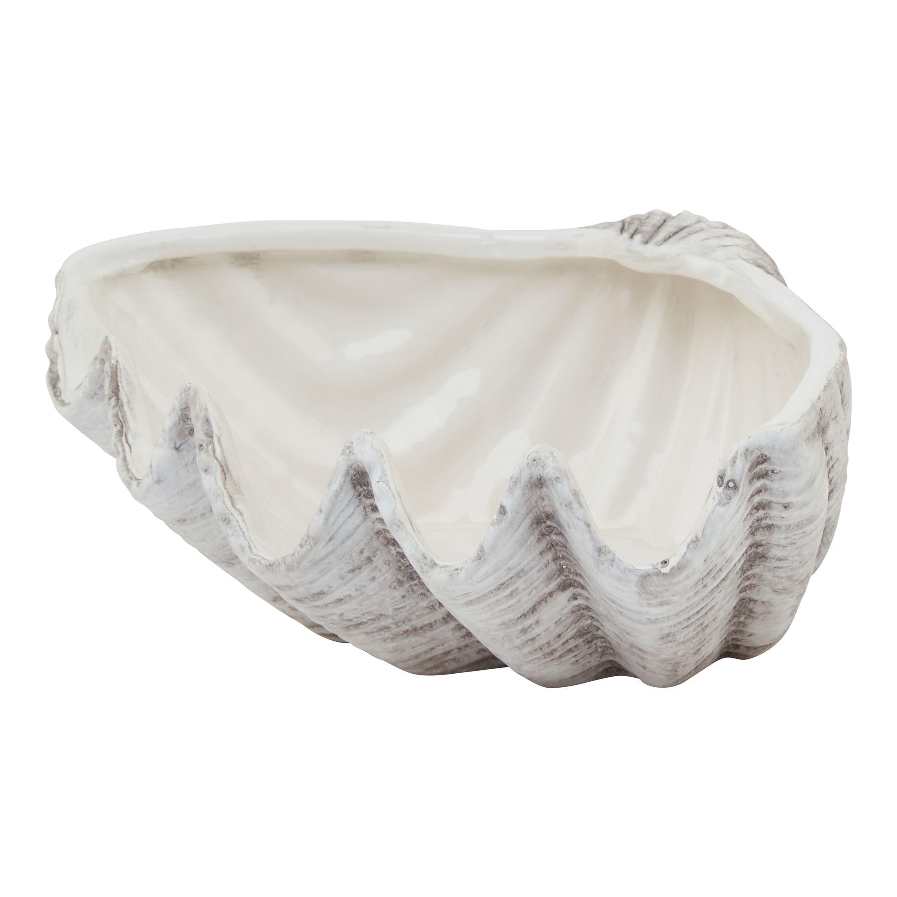 MAISONICA Ceramic Shell Conch Fruit Nuts Bowl Dish Oddments Ornament Coastal Grey