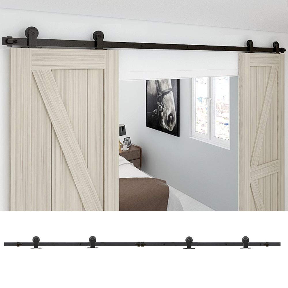9FT/274cm Sliding Barn Wood Door Closet Hardware Track Kit Track System Unit for Double Door