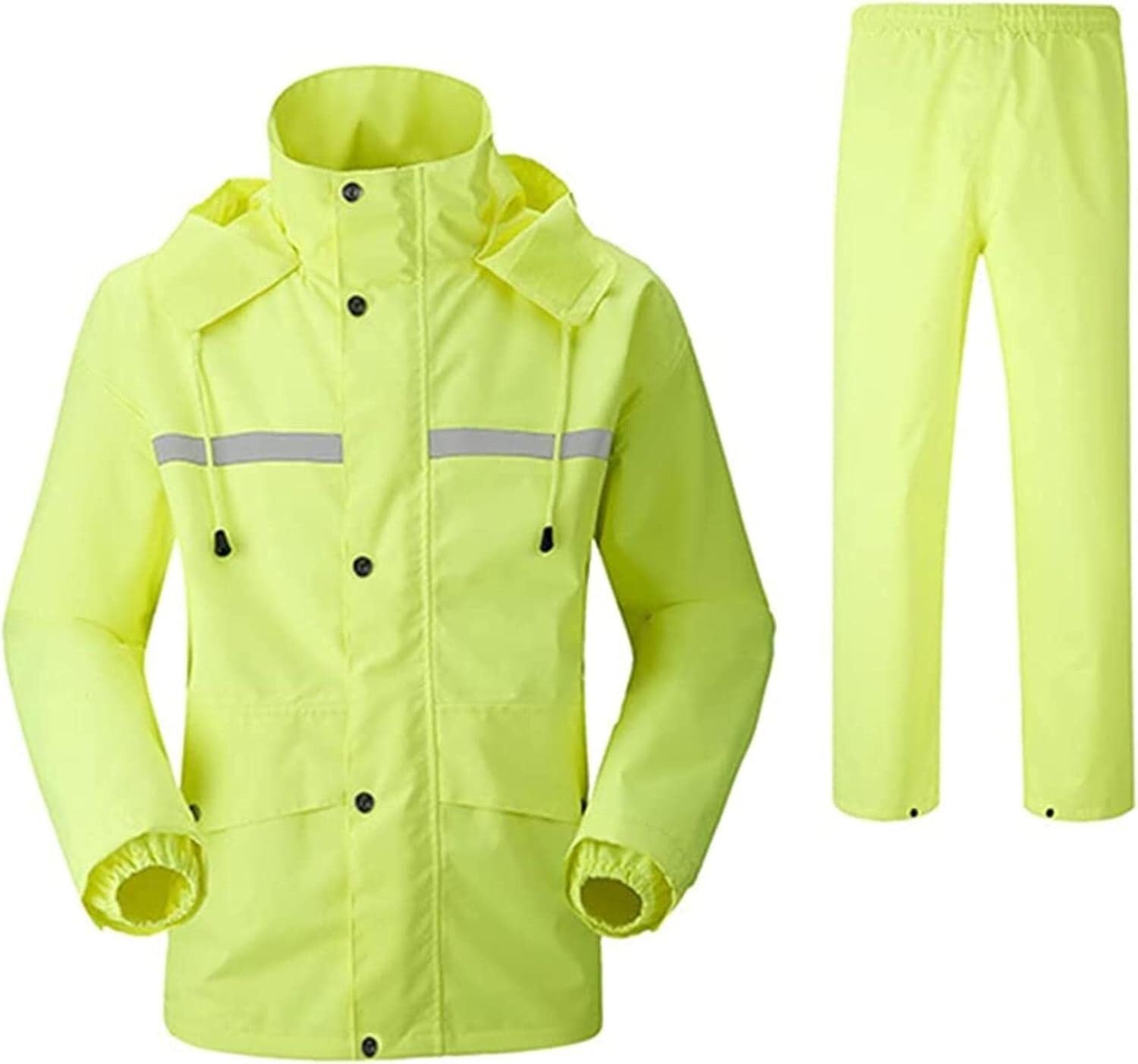 VUIKLCty Men's Raincoats And Women's Waterproof Raincoats, Hooded Rain Gear Work Clothes With Safety Reflective Strips(Yellow,4XL)