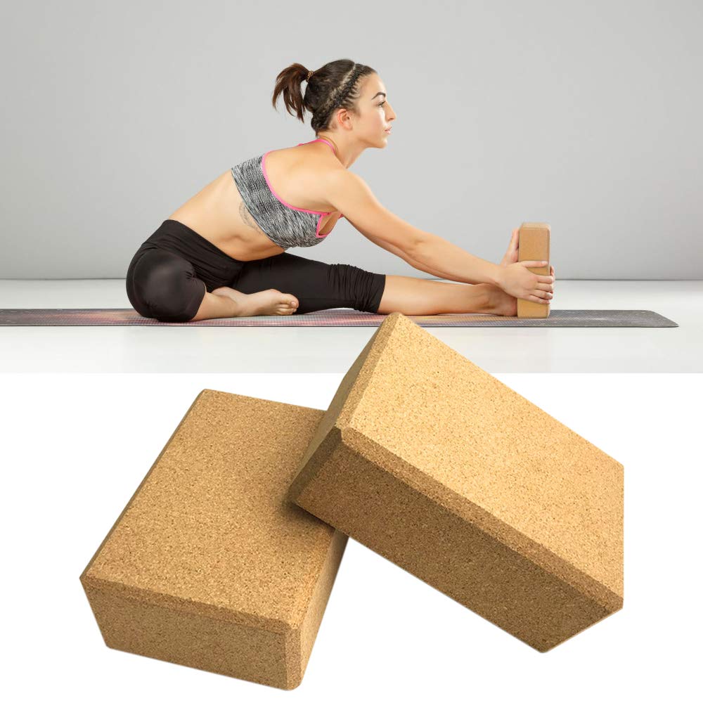 Yoga Cork Blocks Stretching Strap Wood Mattoni Fascia Cintura Regolabile