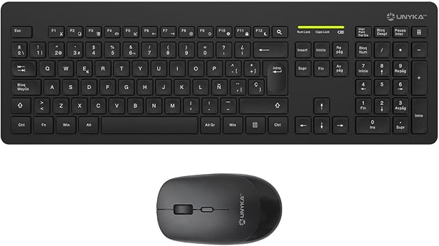 UNYKAch Kit Teclado y Ratón Inalámbricos 2.4 GHz QWERTY Español