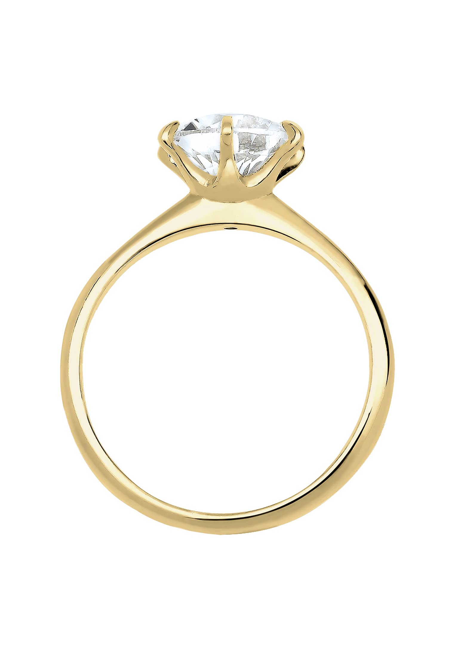 Elli PREMIUM - Bague solitaire de fiançailles Femme - 9_k_(375) Or jaune Oxyde de Zirconium - Taille 52 - 0606930115_52