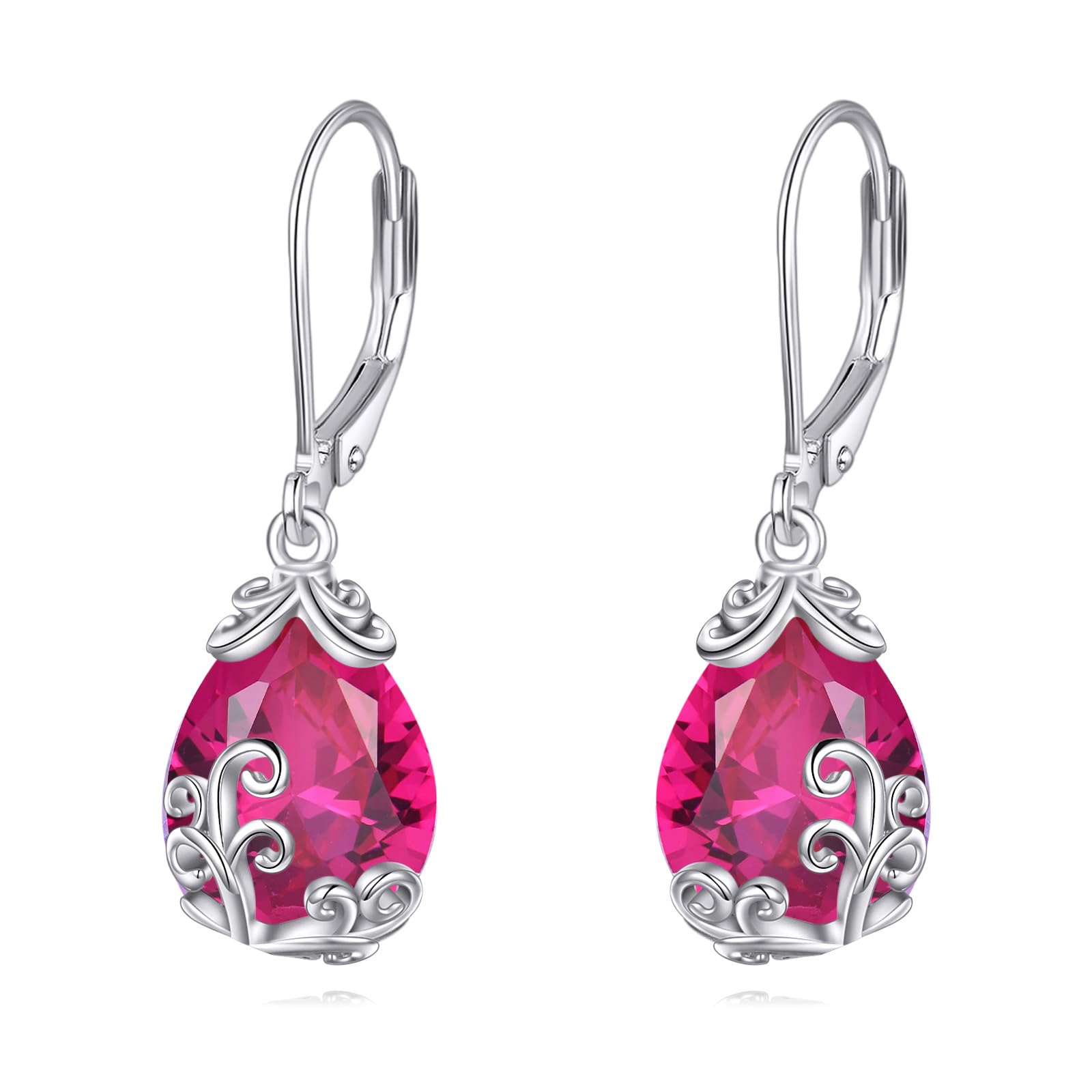 POPLYKE Celtic Filigree Teardrop Drop Dangle Earrings Sterling Silver Leverback Earrings Jewelry for Women