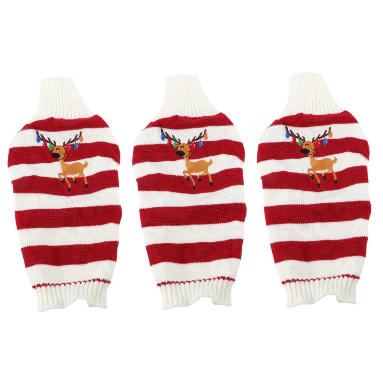 HANABASS 3 Pièces Pull Tricot pour Chien XS Rouge Motif Vêtements de Noël Chaleur et Confort pour Animaux Dexception