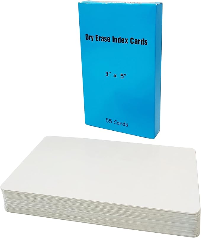 IMAGAME Dry Erase Index Cards, 3” x 5”, 55pcs Laminated Cards, Both Sides Blank
