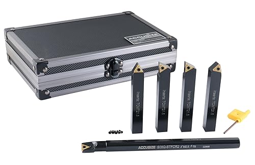 Miniatura 2 de Accusize Industrial Tools Juego de herramientas de torneado indexables de 12" de 5 piezas (4 piezas de torneado + 1 taladro de pieza), 2386-0012